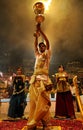 Hindu priests perform Ganga Aarti