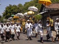 Hindu procession in ceremony. November 15, 2019, Padagbai, Bali, Indonesia