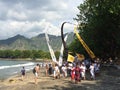 Hindu Religious Ceremony on Pemeteran Beach, Bali, Indonesia