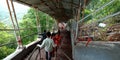 hindu religious people getting down from stairs at temple Royalty Free Stock Photo