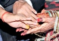 Hindu Rituals haldi on bride`s hands havan phere Royalty Free Stock Photo