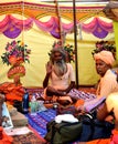 Hindu sadhus with dreadlocks and saffron clothing at simhasth maha kumbh mela Ujjain India Royalty Free Stock Photo