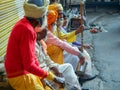 Hindu Religion Saint seating outside Temple in Pushkar.