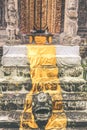 Hindu stone statue in the balinese temple. Tropical island of Bali, Indonesia. Royalty Free Stock Photo