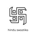 hindu Swastika icon. Trendy modern flat linear vector hindu Swastika icon on white background from thin line india collection