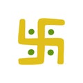 Hindu swastika symbol doodle icon, vector color illustration