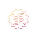 Hindu swastika symbol, line vector