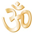 Hindu Symbol, gold, isolated on a white background