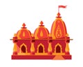 Hindu Temple with flag isolated