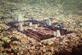 Hindu temple and indian city aerial view