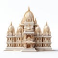 Hindu temple isolated on white created with Generative AI. Big cathedral made of stone.