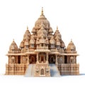 Hindu temple isolated on white created with Generative AI. Big cathedral made of stone.