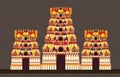 Hindu Temple on Pattern Background