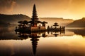 The Hindu Temple Pura on a Tranquil Lake