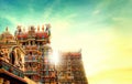 Hindu temple tower, Tamil Nadu, South India temple gopuram Royalty Free Stock Photo