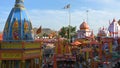 Hindu temples at holy Har Ki Pauri Ghat, on river Ganges, on the occassion of Kumbh Mela.