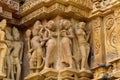 Alto-relievo of temples of Khajuraho Royalty Free Stock Photo