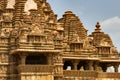 Hindu Temples of Love in Kajuraho. Retro color photo Royalty Free Stock Photo