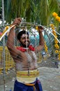 Hindu Thaipusam festival: pierced devotee in Singapore Royalty Free Stock Photo