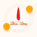 hindu traditional bhai dooj wishes background with marigold and tilak design