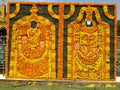 Hindu traditional god lord venkateswara and his wife made with flowers