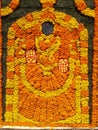 Hindu traditional god lord venkateswara`s wife padmavathi made with flowers