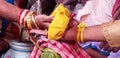 Hindu wedding ceremony. two hands being one