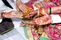 Hindu Rituals haldi on bride`s hands havan phere Royalty Free Stock Photo