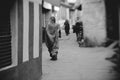 Hindu women on the streets of sacred Varanasi old town Royalty Free Stock Photo