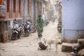 Hindu women on the streets of sacred Varanasi old town Royalty Free Stock Photo