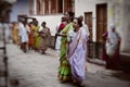 Hindu women on the streets of sacred Varanasi old town Royalty Free Stock Photo