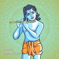 Hindu young god Lord Krishna. Happy janmashtami vector