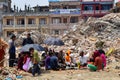 Hinduism funeral rites and ceremonies at collapsed building after earthquake disaster