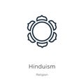 Hinduism icon. Thin linear hinduism outline icon isolated on white background from religion collection. Line vector hinduism sign Royalty Free Stock Photo