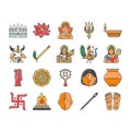 hinduism india hindu god religion icons set vector