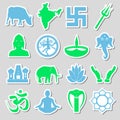 Hinduism religions symbols vector set of stickers eps10