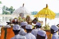 Hindus carry out prayers in the context of the Melasti ceremony ahead of Nyepi Day Royalty Free Stock Photo