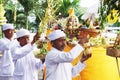 Hindus carry out prayers in the context of the Melasti ceremony ahead of Nyepi Day Royalty Free Stock Photo