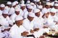 Hindus carry out prayers in the context of the Melasti ceremony ahead of Nyepi Day Royalty Free Stock Photo