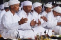 Hindus carry out prayers in the context of the Melasti ceremony ahead of Nyepi Day Royalty Free Stock Photo