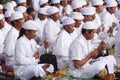 Hindus carry out prayers in the context of the Melasti ceremony ahead of Nyepi Day Royalty Free Stock Photo