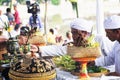 Hindus carry out prayers in the context of the Melasti ceremony ahead of Nyepi Day Royalty Free Stock Photo