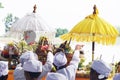 Hindus carry out prayers in the context of the Melasti ceremony ahead of Nyepi Day Royalty Free Stock Photo