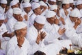 Hindus carry out prayers in the context of the Melasti ceremony ahead of Nyepi Day Royalty Free Stock Photo