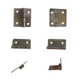 Hinge for doors vector illustration. Set of brass or bronze industrial ironmongery.