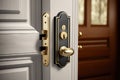 hinged door lock with keyed deadbolt for extra security Royalty Free Stock Photo