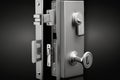 hinged door lock with keyed deadbolt for extra security Royalty Free Stock Photo