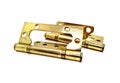 hinges for doors of gold color on a white background photo. Royalty Free Stock Photo