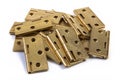 Hinges for doors. Golden brass. On white Royalty Free Stock Photo