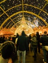 Hining Christmas tree in Prague old town, Staromestske square. Czechia Royalty Free Stock Photo